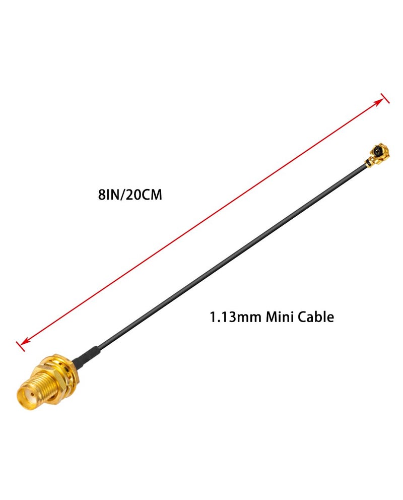 POBADY 2PCS U.F.L1 to SMA Female Low Loss Coaxial Cable 8" /20CM U.F.L1 1.13mm Mini-Coaxial Pigtail Cable for Wireless Routers Mini PCIE Network Cards PCI Wi-Fi WAN Repeater - Image 2